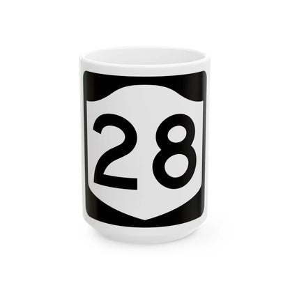 NY-28 (New York) (Road Sign) White Coffee Mug 15oz - Go Mug Yourself