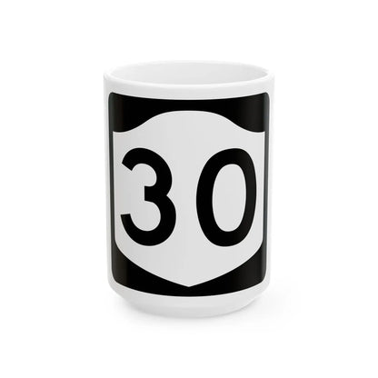 NY-30 (New York) (Road Sign) White Coffee Mug 15oz - Go Mug Yourself