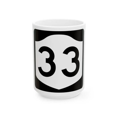 NY-33 (New York) (Road Sign) White Coffee Mug 15oz - Go Mug Yourself