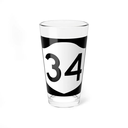 NY-34 (New York) (Road Sign) Pint Glass 16oz 16oz - Go Mug Yourself