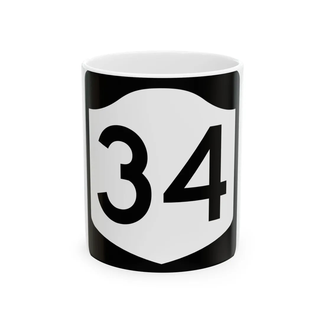 NY-34 (New York) (Road Sign) White Coffee Mug 11oz - Go Mug Yourself