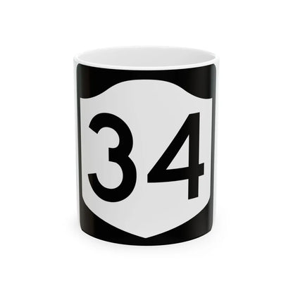 NY-34 (New York) (Road Sign) White Coffee Mug 11oz - Go Mug Yourself