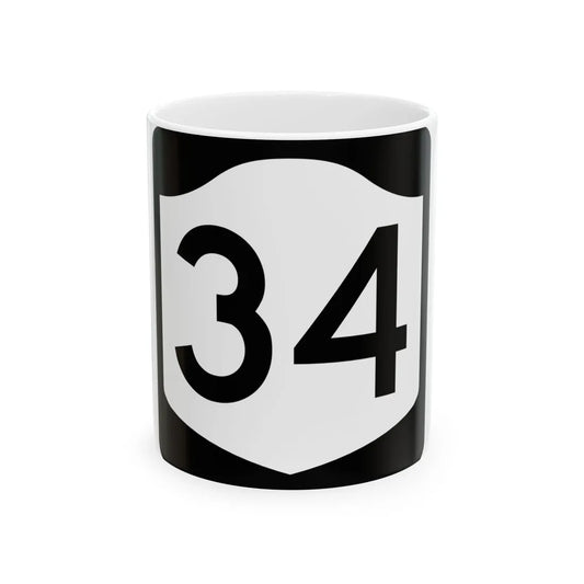 NY-34 (New York) (Road Sign) White Coffee Mug 11oz - Go Mug Yourself