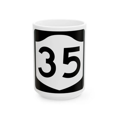 NY-35 (New York) (Road Sign) White Coffee Mug 15oz - Go Mug Yourself