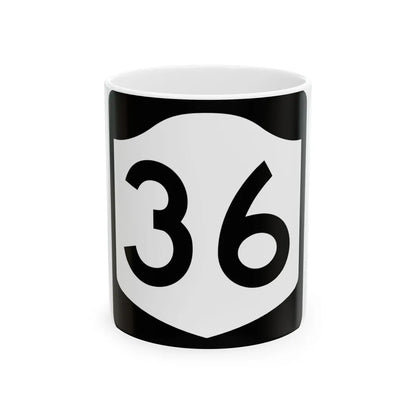 NY-36 (New York) (Road Sign) White Coffee Mug 11oz - Go Mug Yourself
