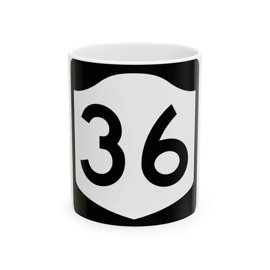 NY-36 (New York) (Road Sign) White Coffee Mug 11oz - Go Mug Yourself