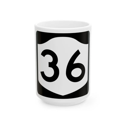 NY-36 (New York) (Road Sign) White Coffee Mug 15oz - Go Mug Yourself