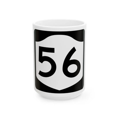 NY-56 (New York) (Road Sign) White Coffee Mug 15oz - Go Mug Yourself
