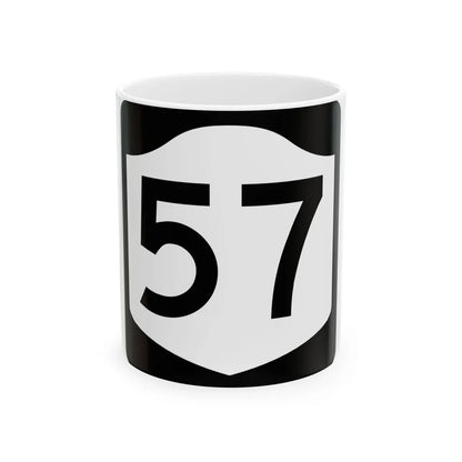 NY-57 (New York) (Road Sign) White Coffee Mug 11oz - Go Mug Yourself
