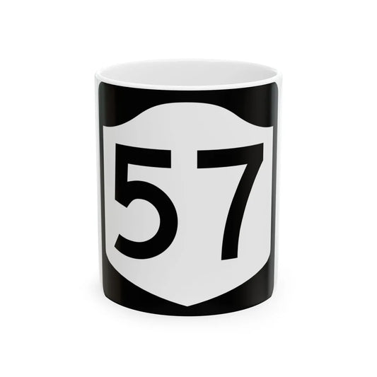 NY-57 (New York) (Road Sign) White Coffee Mug 11oz - Go Mug Yourself