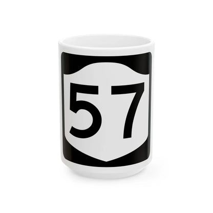 NY-57 (New York) (Road Sign) White Coffee Mug 15oz - Go Mug Yourself