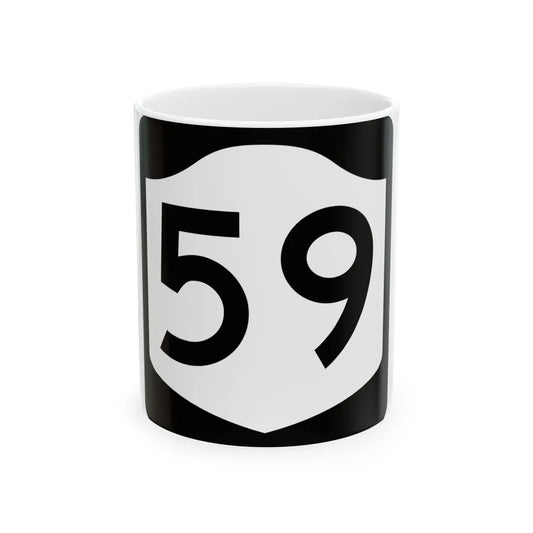 NY-59 (New York) (Road Sign) White Coffee Mug 11oz - Go Mug Yourself