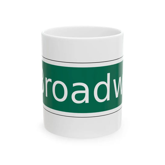 NYCDOT East Broadway Sign (New York) (Road Sign) White Coffee Mug 11oz - Go Mug Yourself