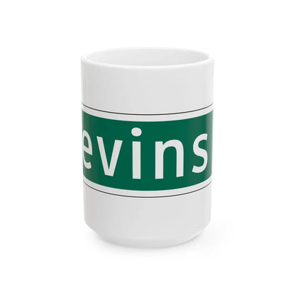 NYCDOT NEVINS ST Sign (New York) (Road Sign) White Coffee Mug 15oz - Go Mug Yourself