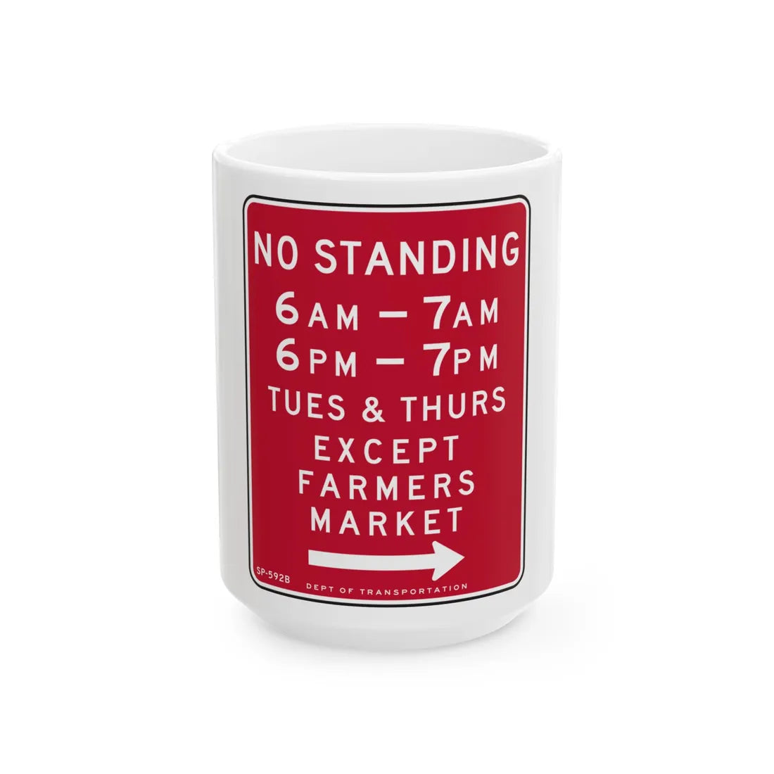 NYCDOT SP-592B (New York) (Road Sign) White Coffee Mug 15oz - Go Mug Yourself