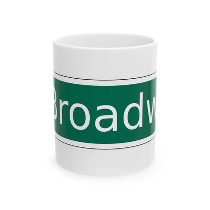 NYCDOT West Broadway Sign (New York) (Road Sign) White Coffee Mug 11oz - Go Mug Yourself