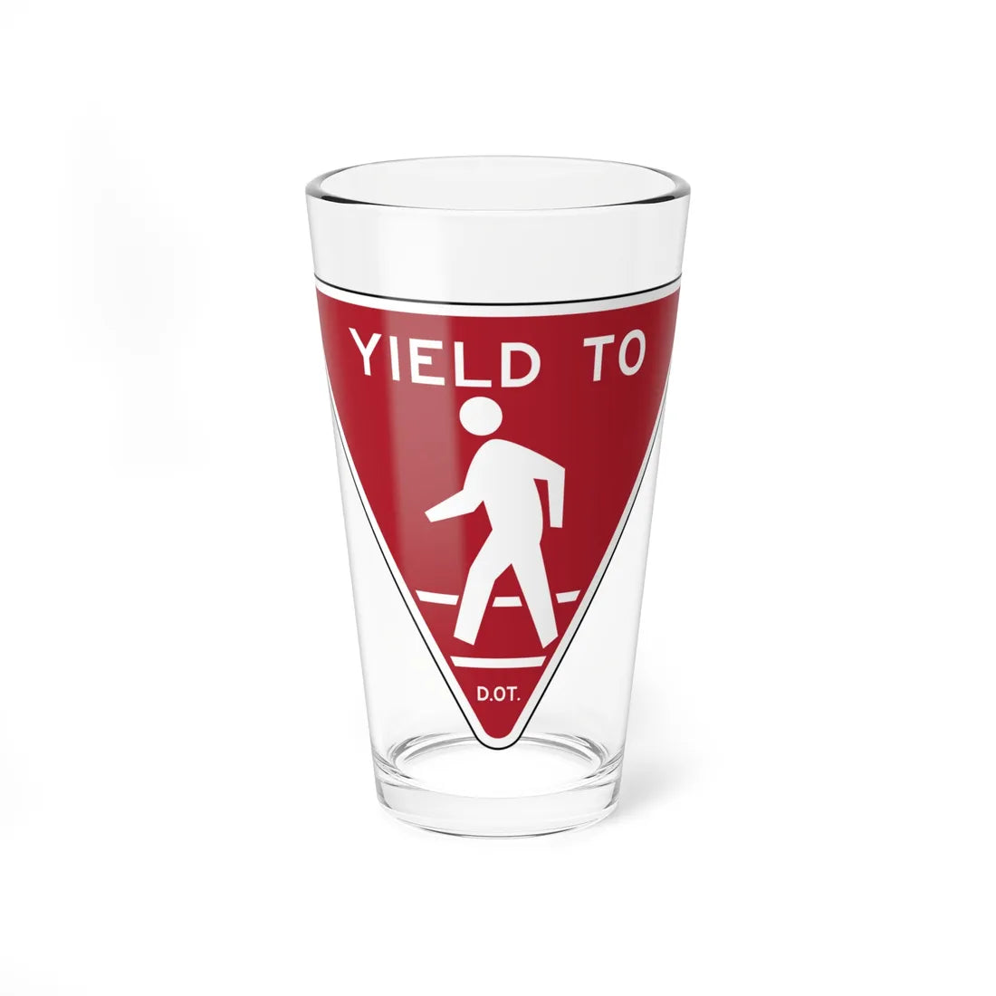 NYCDOT YIELD TO PEDESTRIANS (New York) (Road Sign) Pint Glass 16oz 16oz - Go Mug Yourself