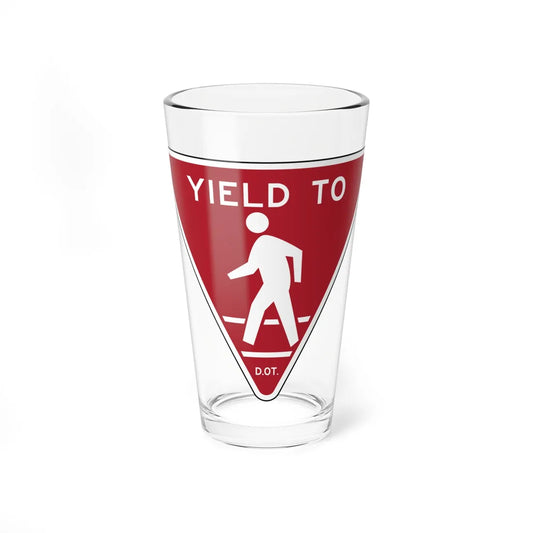 NYCDOT YIELD TO PEDESTRIANS (New York) (Road Sign) Pint Glass 16oz 16oz - Go Mug Yourself