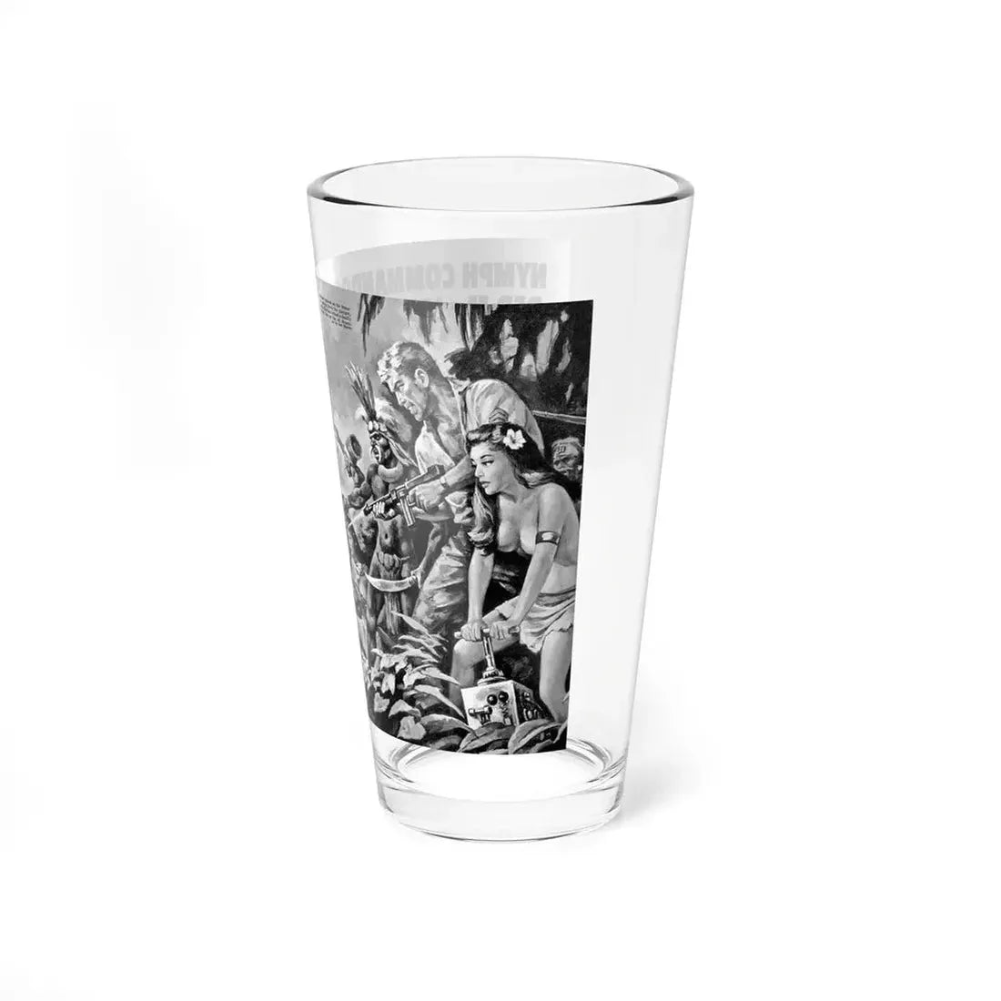 Nymph Commandos Of Red MacLean's Island Paradise Compound, Action For Men, May 1966 (Magazine Illustration) Pint Glass 16oz - Go Mug Yourself