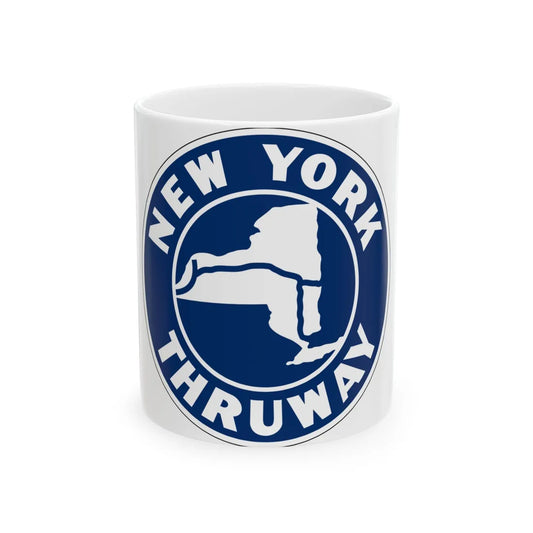 NYS Thruway Sign (New York) (Road Sign) White Coffee Mug 11oz - Go Mug Yourself