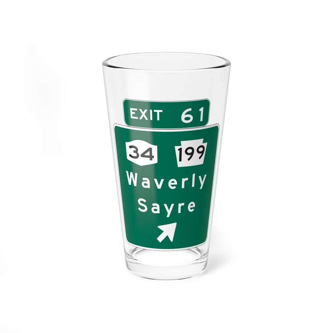 NYSDOT Interchange Exit Direction Sign (New York) (Road Sign) Pint Glass 16oz 16oz - Go Mug Yourself