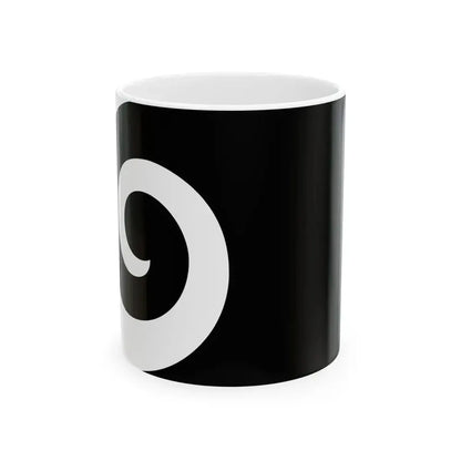 NZ flag design Koru Black by Andrew Fyfe (New Zealand) White Coffee Mug 11oz - Go Mug Yourself