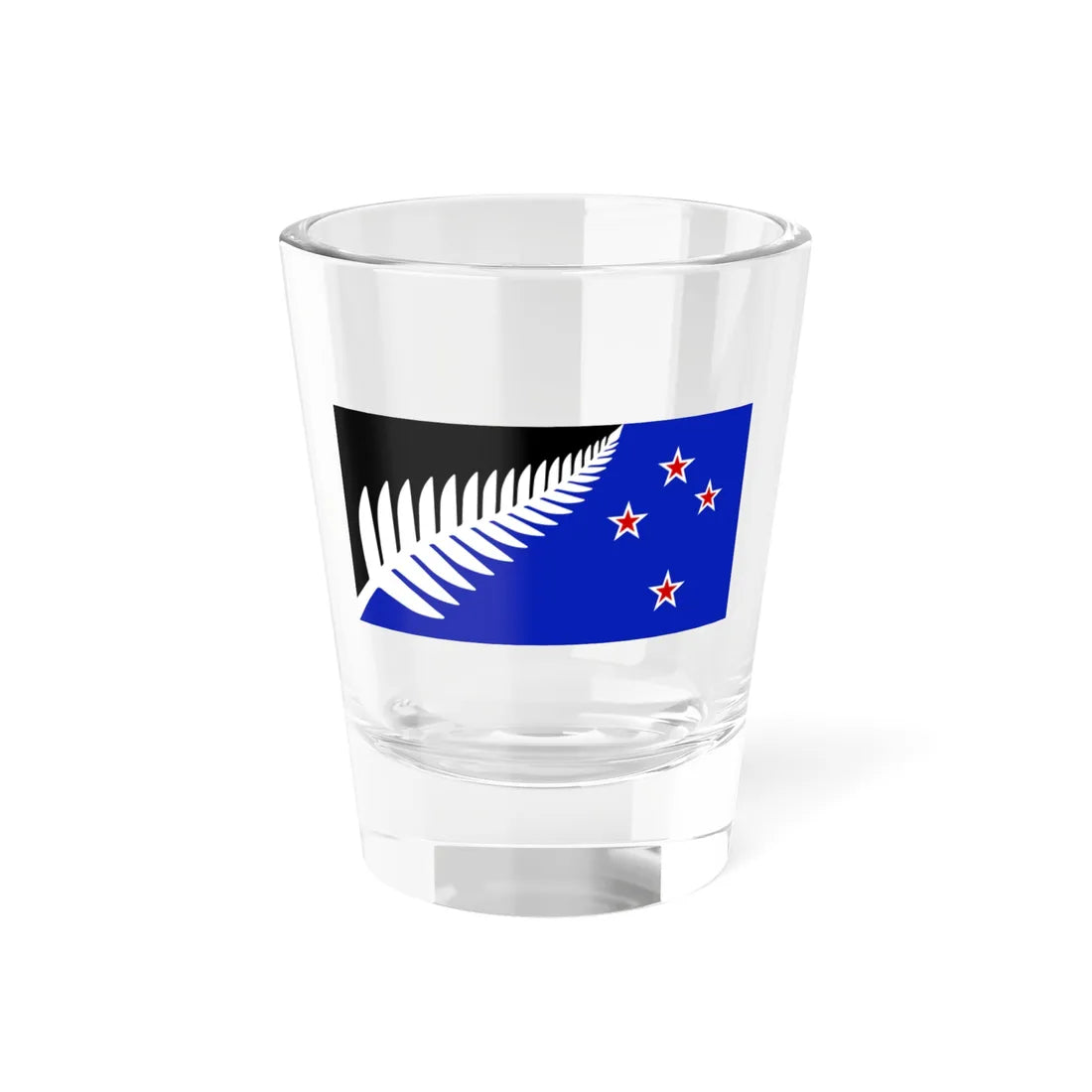 NZ flag design Silver Fern Black White  Blue by Kyle Lockwood (New Zealand) Shot Glass 1.5oz 1.5oz - Go Mug Yourself
