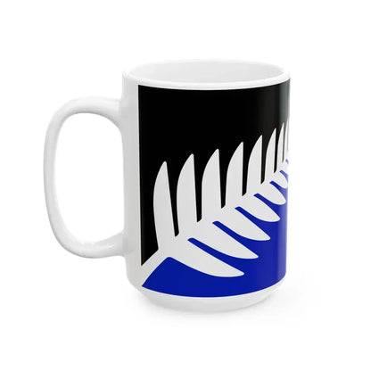 NZ flag design Silver Fern Black White  Blue by Kyle Lockwood (New Zealand) White Coffee Mug - Go Mug Yourself
