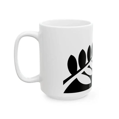 NZ flag design Silver Fern Black  White by Alofi Kanter (New Zealand) White Coffee Mug - Go Mug Yourself
