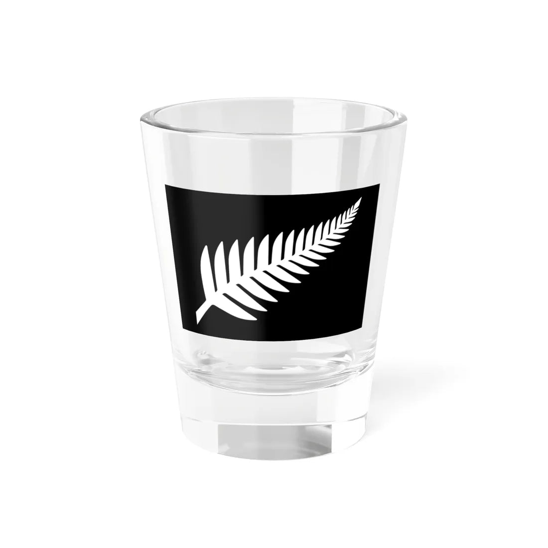 NZ flag design Silver Fern Black  White by Kyle Lockwood (New Zealand) Shot Glass 1.5oz 1.5oz - Go Mug Yourself