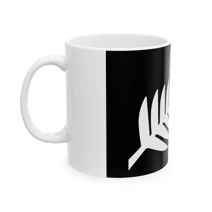 NZ flag design Silver Fern Black  White by Kyle Lockwood (New Zealand) White Coffee Mug - Go Mug Yourself