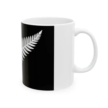 NZ flag design Silver Fern Black  White by Kyle Lockwood (New Zealand) White Coffee Mug - Go Mug Yourself