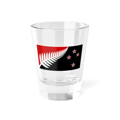 NZ flag design Silver Fern Black White  Red by Kyle Lockwood (New Zealand) Shot Glass 1.5oz 1.5oz - Go Mug Yourself