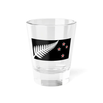 NZ flag design Silver Fern Black with Red Stars by Kyle Lockwood (New Zealand) Shot Glass 1.5oz 1.5oz - Go Mug Yourself