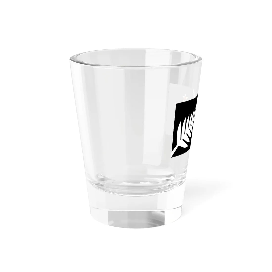 NZ flag design Silver Fern Black with Red Stars by Kyle Lockwood (New Zealand) Shot Glass 1.5oz - Go Mug Yourself