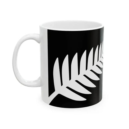 NZ flag design Silver Fern Black with Red Stars by Kyle Lockwood (New Zealand) White Coffee Mug - Go Mug Yourself