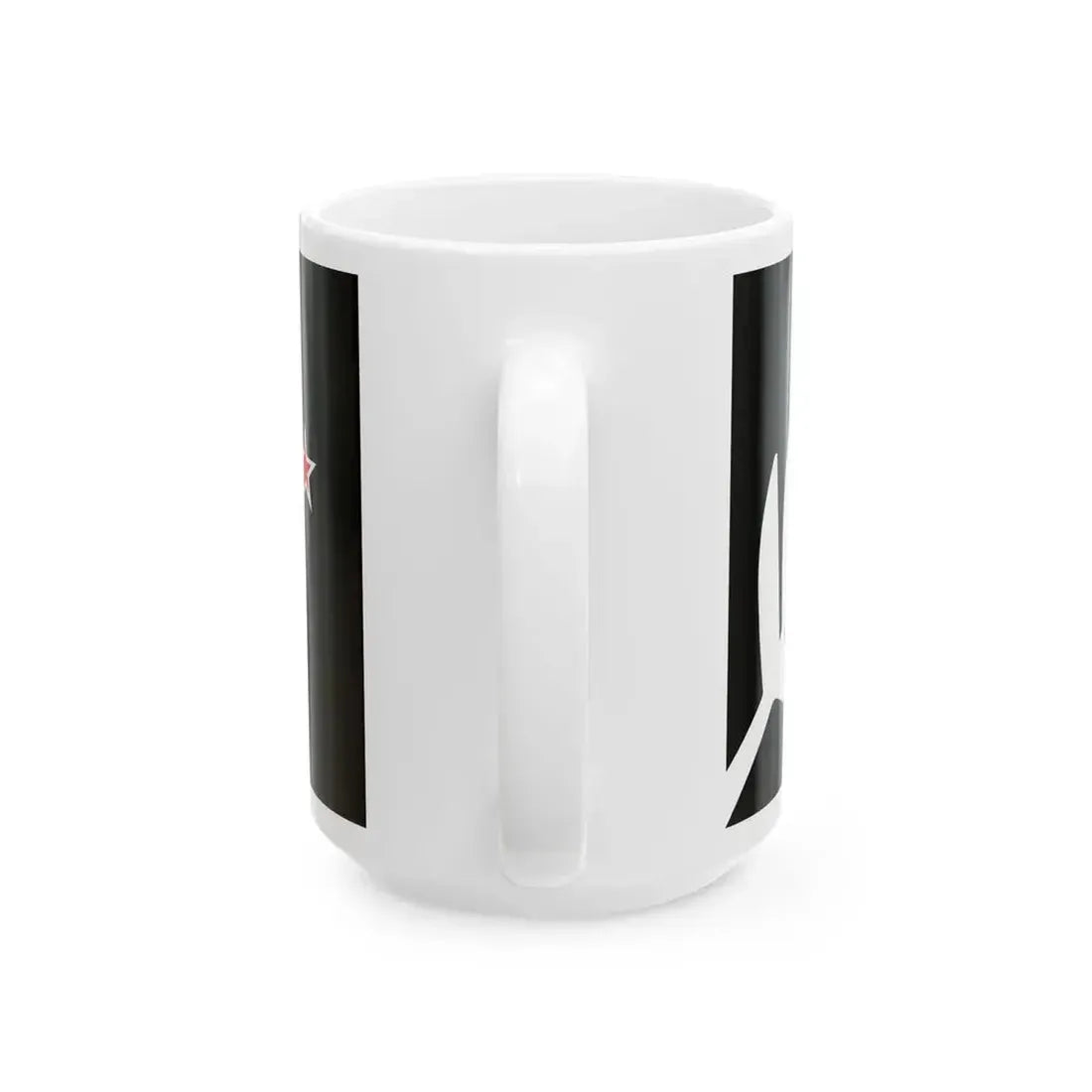 NZ flag design Silver Fern Black with Red Stars by Kyle Lockwood (New Zealand) White Coffee Mug - Go Mug Yourself