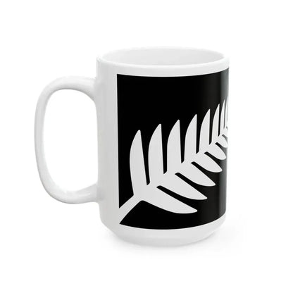 NZ flag design Silver Fern Black with Red Stars by Kyle Lockwood (New Zealand) White Coffee Mug - Go Mug Yourself
