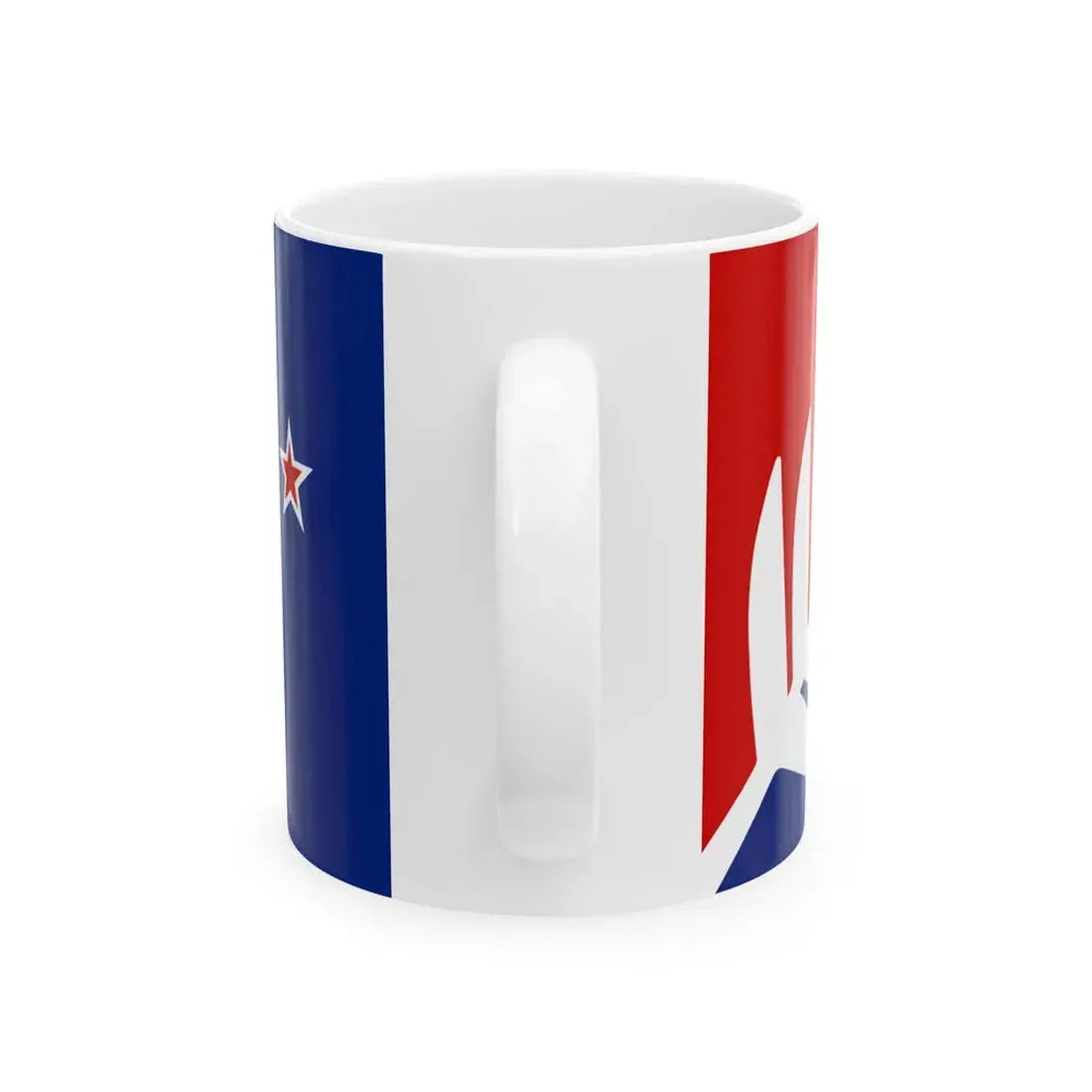 NZ flag design Silver Fern Red White  Blue by Kyle Lockwood (New Zealand) White Coffee Mug - Go Mug Yourself