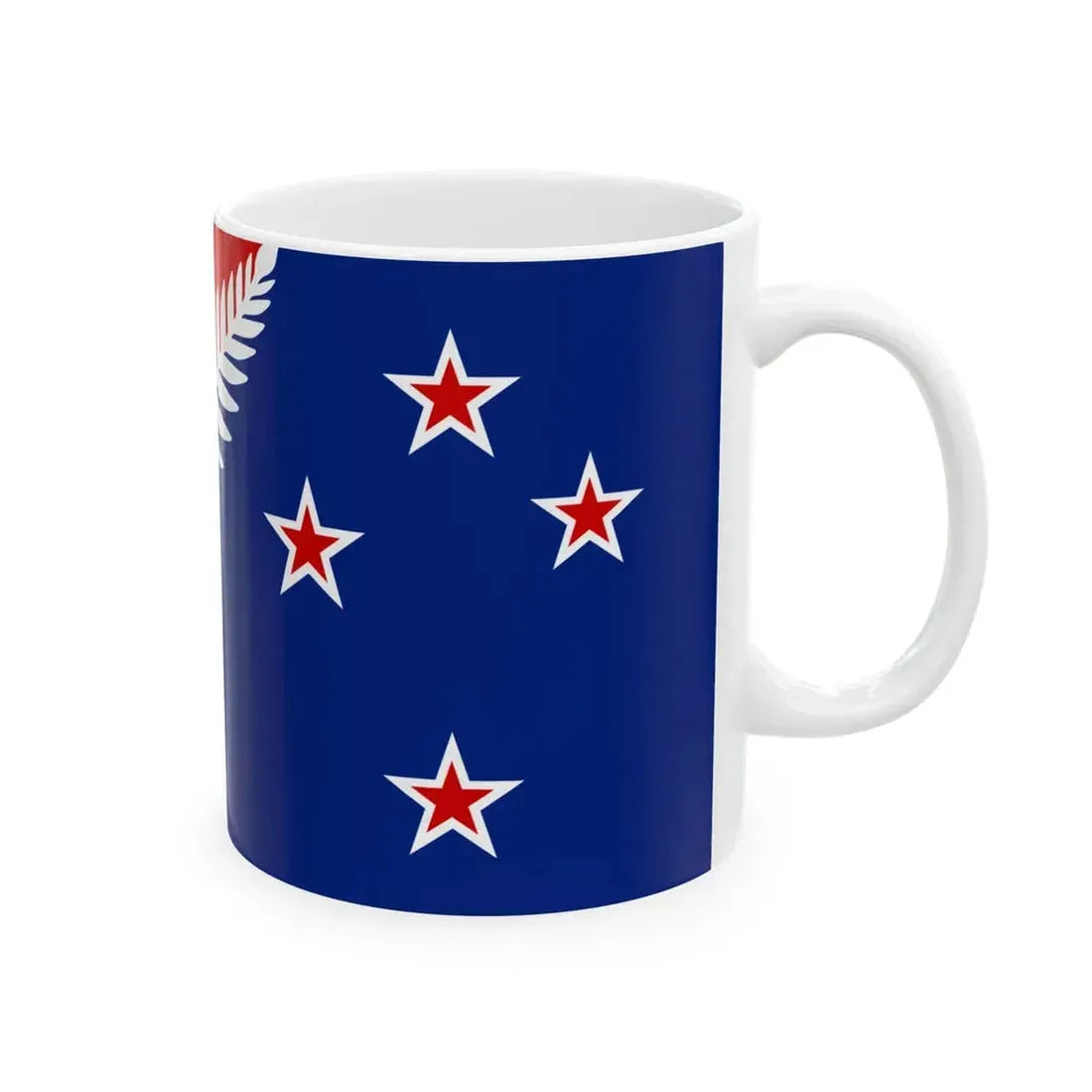 NZ flag design Silver Fern Red White  Blue by Kyle Lockwood (New Zealand) White Coffee Mug - Go Mug Yourself