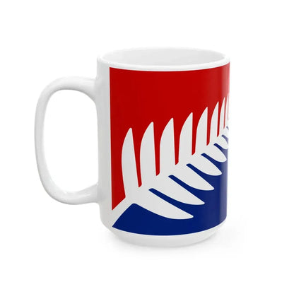 NZ flag design Silver Fern Red White  Blue by Kyle Lockwood (New Zealand) White Coffee Mug - Go Mug Yourself