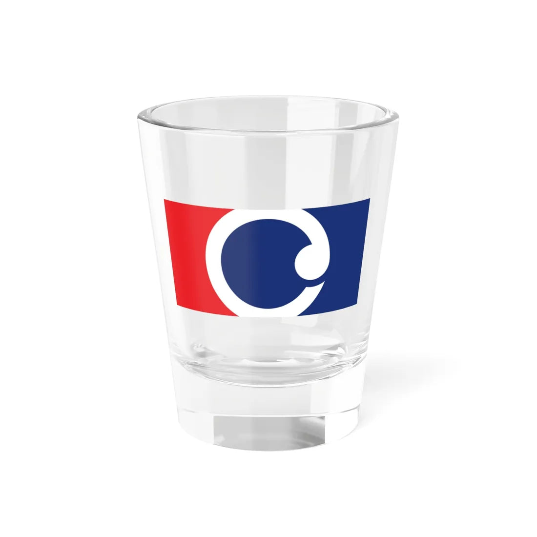 NZ flag design Unity Koru Red  Blue by Sven Baker (New Zealand) Shot Glass 1.5oz 1.5oz - Go Mug Yourself