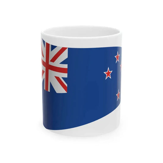 NZ Flag - iconic waving (New Zealand) White Coffee Mug 11oz - Go Mug Yourself
