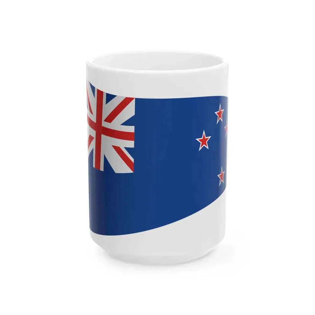 NZ Flag - iconic waving (New Zealand) White Coffee Mug 15oz - Go Mug Yourself