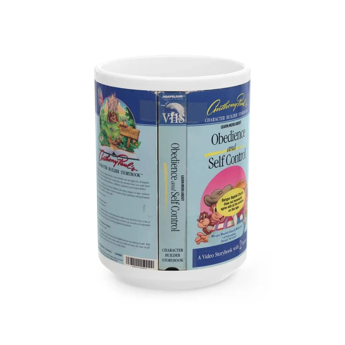 OBEDIENCE AND SELF CONTROL (VHS COVER) - White Coffee Mug 15oz - Go Mug Yourself