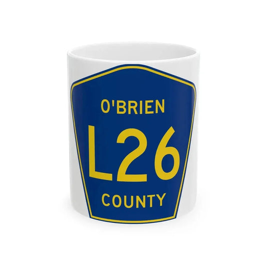OBrien County Route L26 IA (Iowa) (Road Sign) White Coffee Mug 11oz - Go Mug Yourself