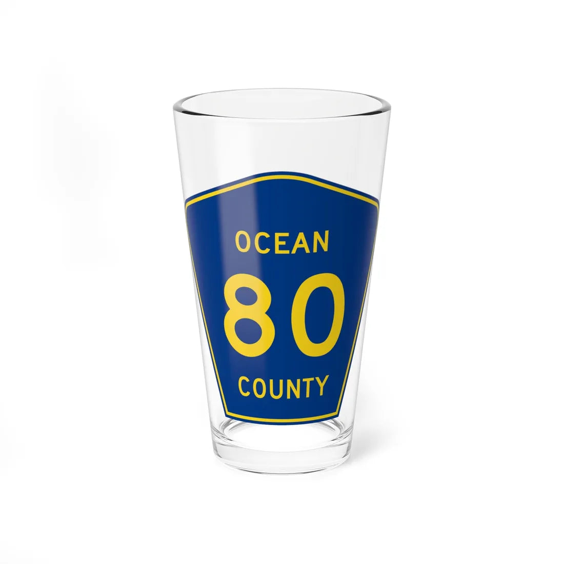 Ocean County Route 80 NJ (New Jersey) (Road Sign) Pint Glass 16oz 16oz - Go Mug Yourself