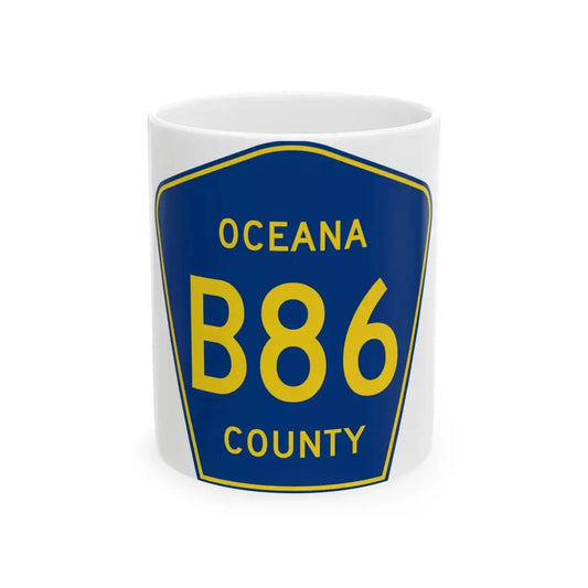 Oceana County B-86 (Michigan) (Road Sign) White Coffee Mug 11oz - Go Mug Yourself