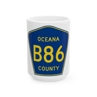 Oceana County B-86 (Michigan) (Road Sign) White Coffee Mug 15oz - Go Mug Yourself