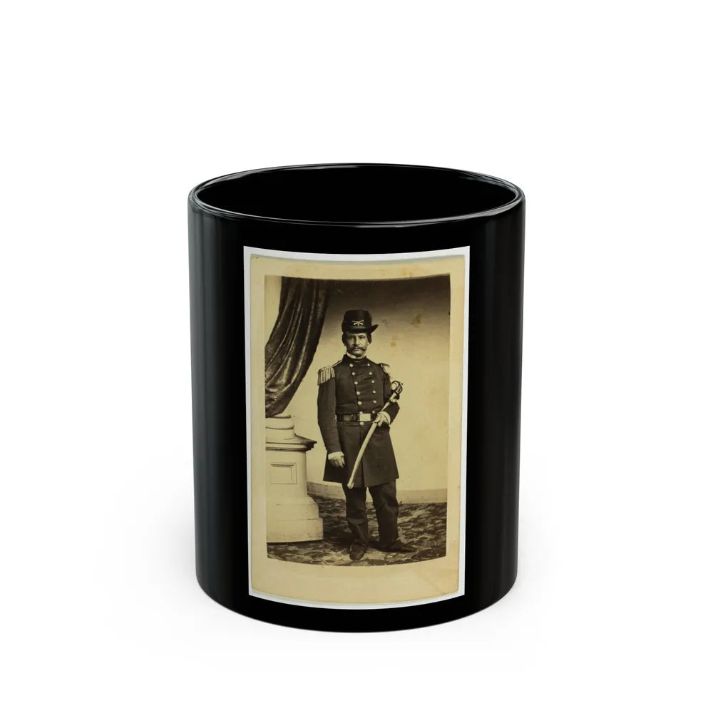 Officer David Hunter, Full-Length Portrait In Full Military Dress, Standing, Holding Sword, Facing Front (U.S. Civil War) Black Coffee Mug-11oz-Go Mug Yourself